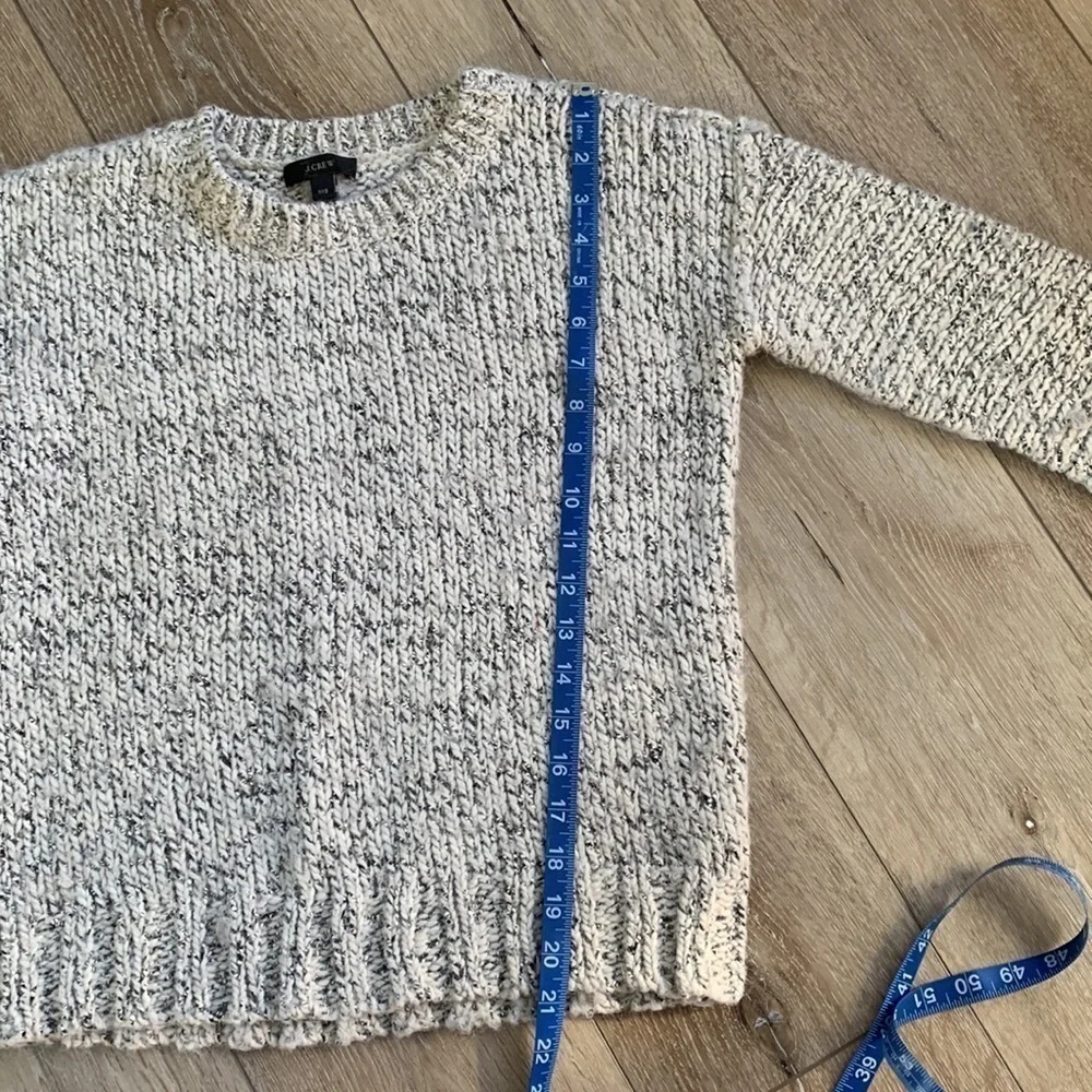 J. Crew Marled Drop-Shoulder Gray/Cream Raw Seam Sweater